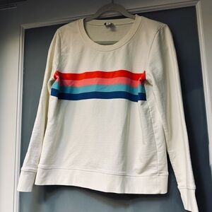 EUC J.Crew white sweatshirt with rainbow stripes